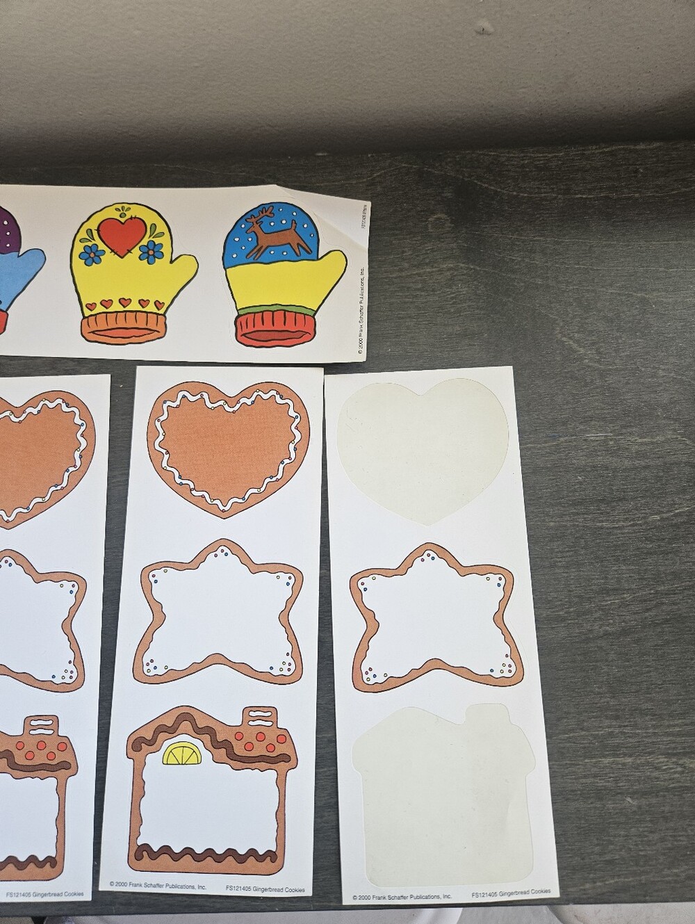 Vintage Frank Schaffer  Ginger Bread Cookie And Mitten Stickers Name Tag Sticker - Picture 4 of 6